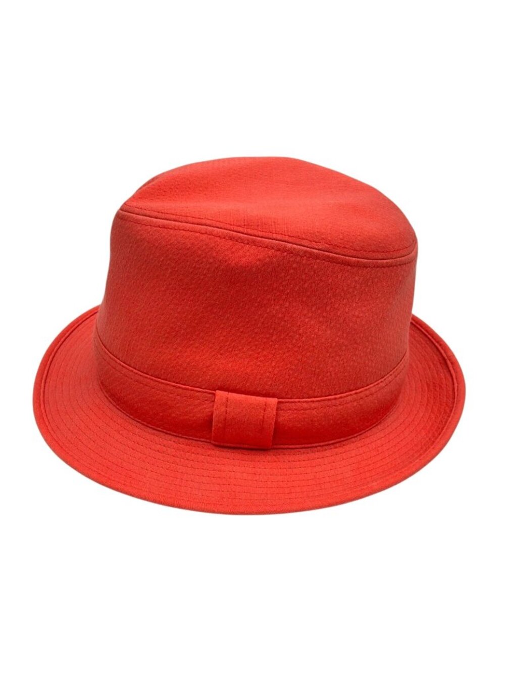 HERMES Panama Cotton Woven Coral Red Fedora Hat Sz 58